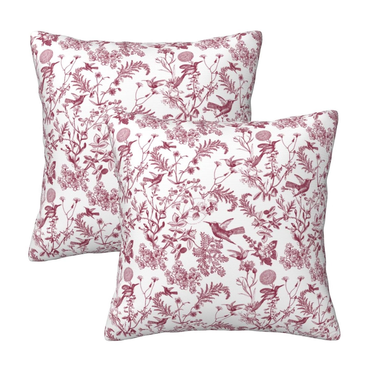 Toile Floral Throw Pillow Covers 18x18 inch Set of 2 Wildflower Farmhouse Decorative Cushion Covers