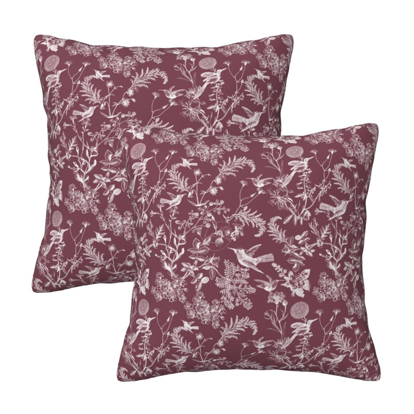 Toile Floral Throw Pillow Covers 18x18 inch Set of 2 Wildflower Farmhouse Decorative Cushion Covers
