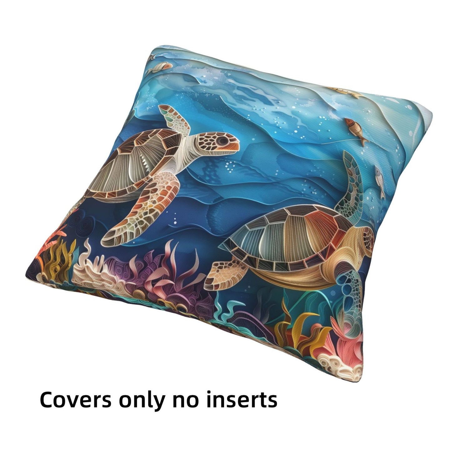 Sea Throw Pillow Covers 18x18 inch Set of 4 Blue Coastal Decorative Cushion Covers