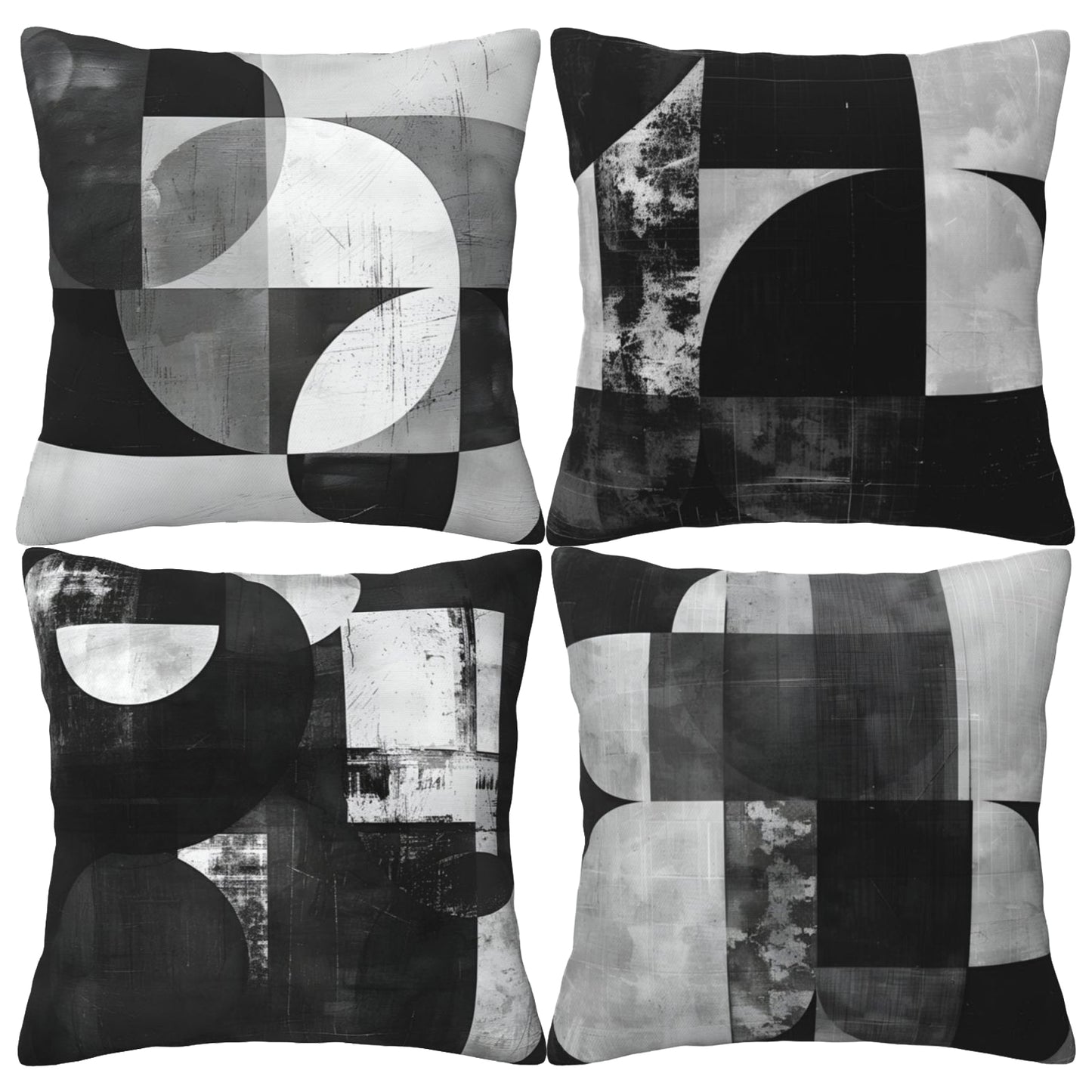 Grey and Brown Geometric Throw Pillow Covers 18x18 inch Set of 4 Modern Abstract Decorative Cushion Covers