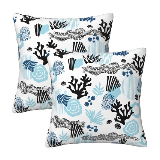 Coastal Throw Pillow Covers 18x18 inch Set of 2  Sea Abstract Velvet Decorative Cushion Covers