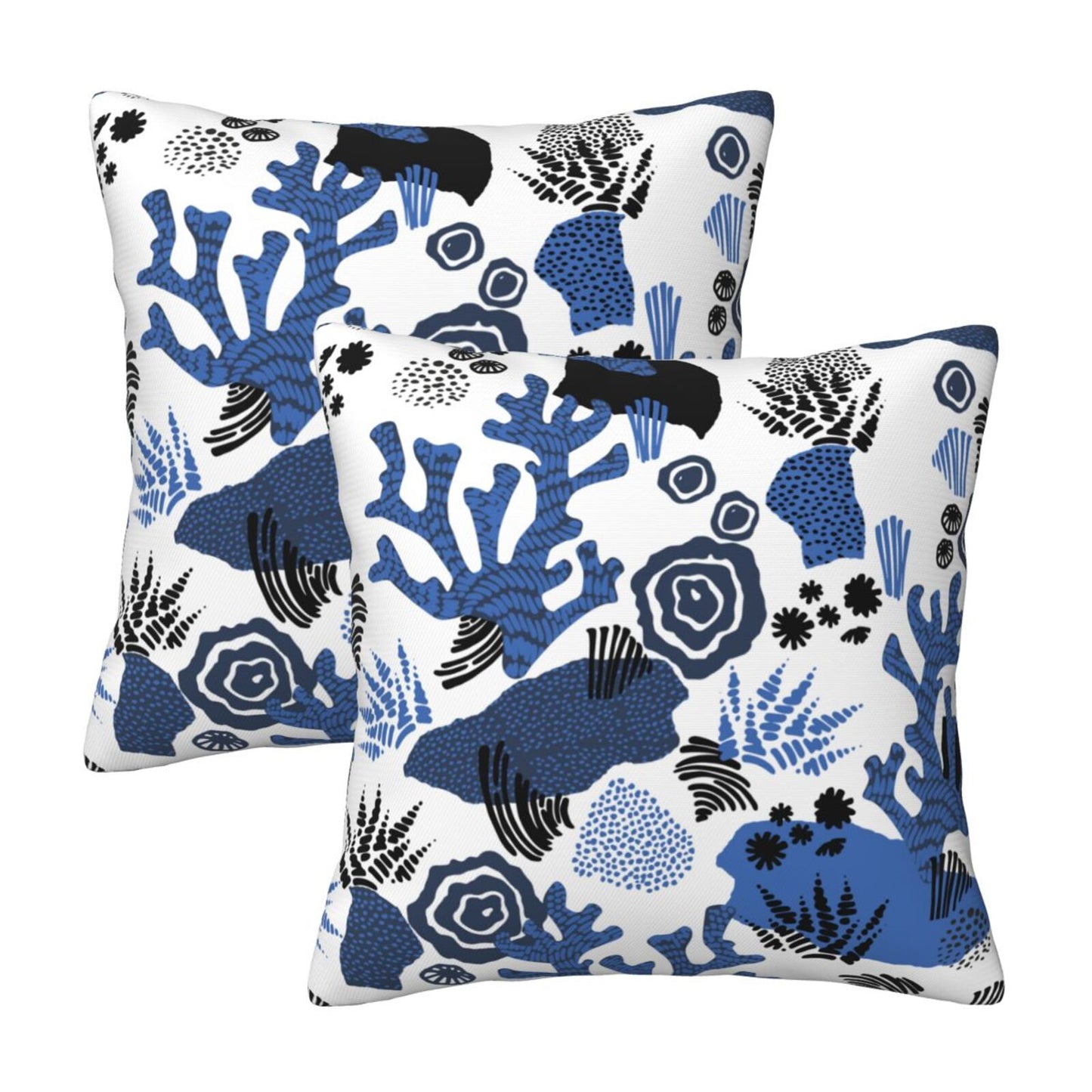 Coastal Throw Pillow Covers 18x18 inch Set of 2  Sea Abstract Velvet Decorative Cushion Covers