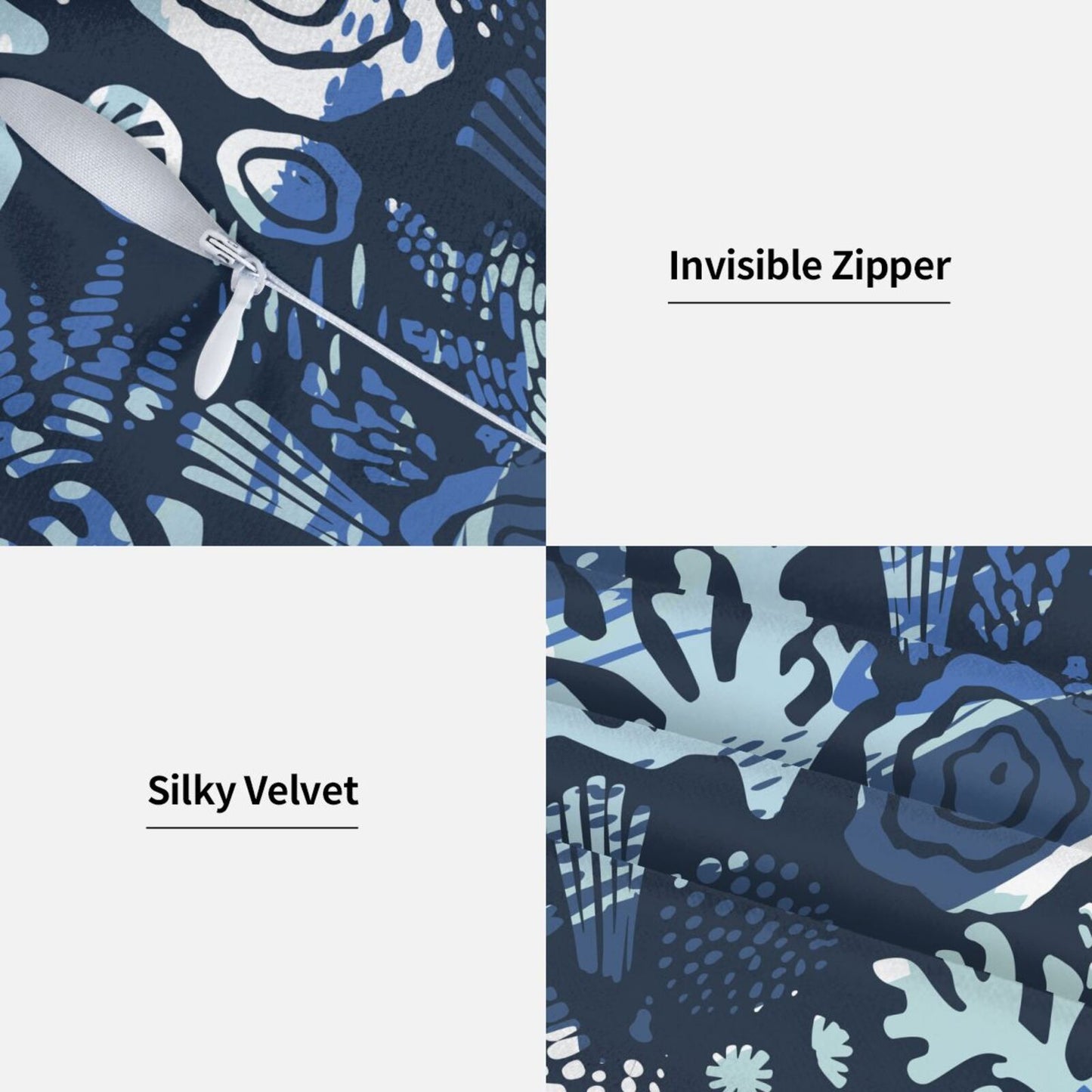 Coastal Throw Pillow Covers 18x18 inch Set of 2  Sea Abstract Velvet Decorative Cushion Covers