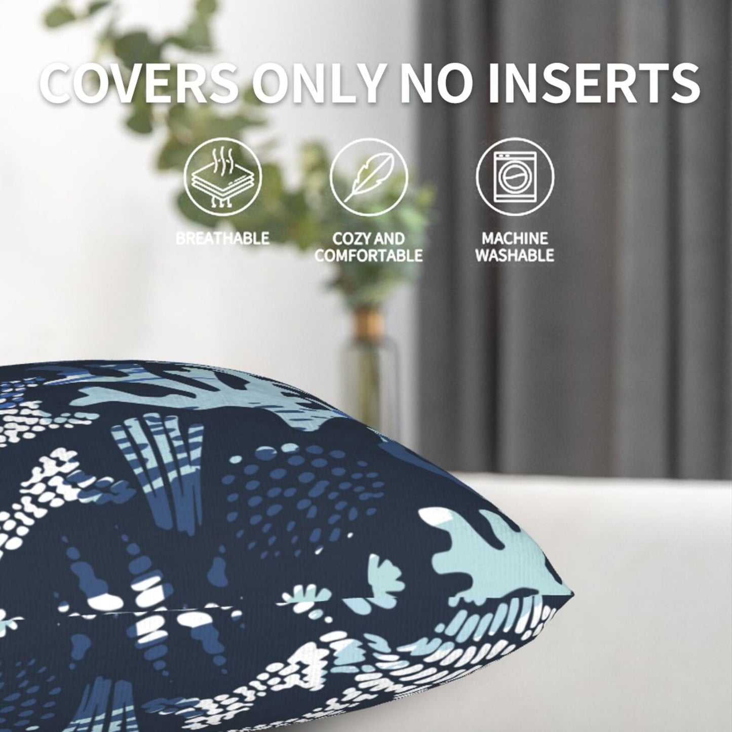 Coastal Throw Pillow Covers 18x18 inch Set of 2  Sea Abstract Velvet Decorative Cushion Covers