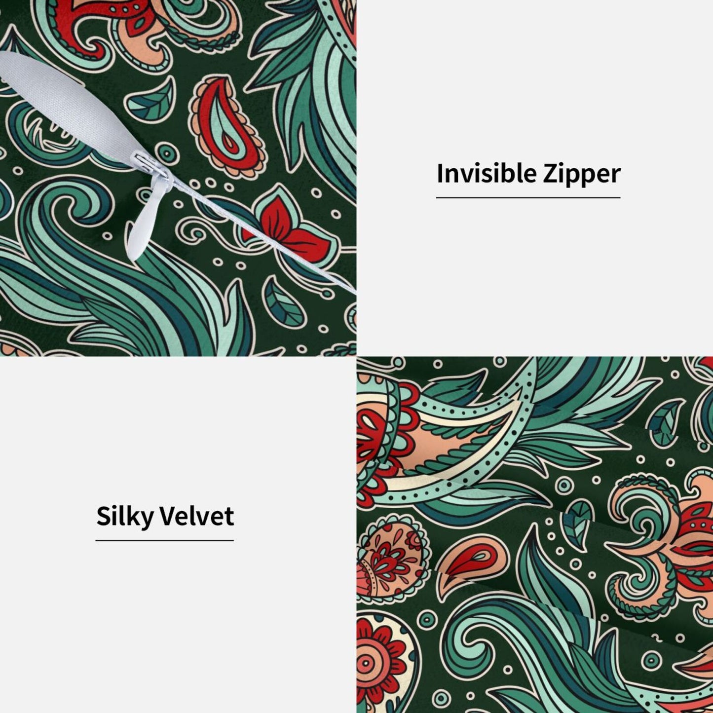 Paisley Throw Pillow Covers 18x18 inch Set of 2 Vintage Floral Cushion Covers