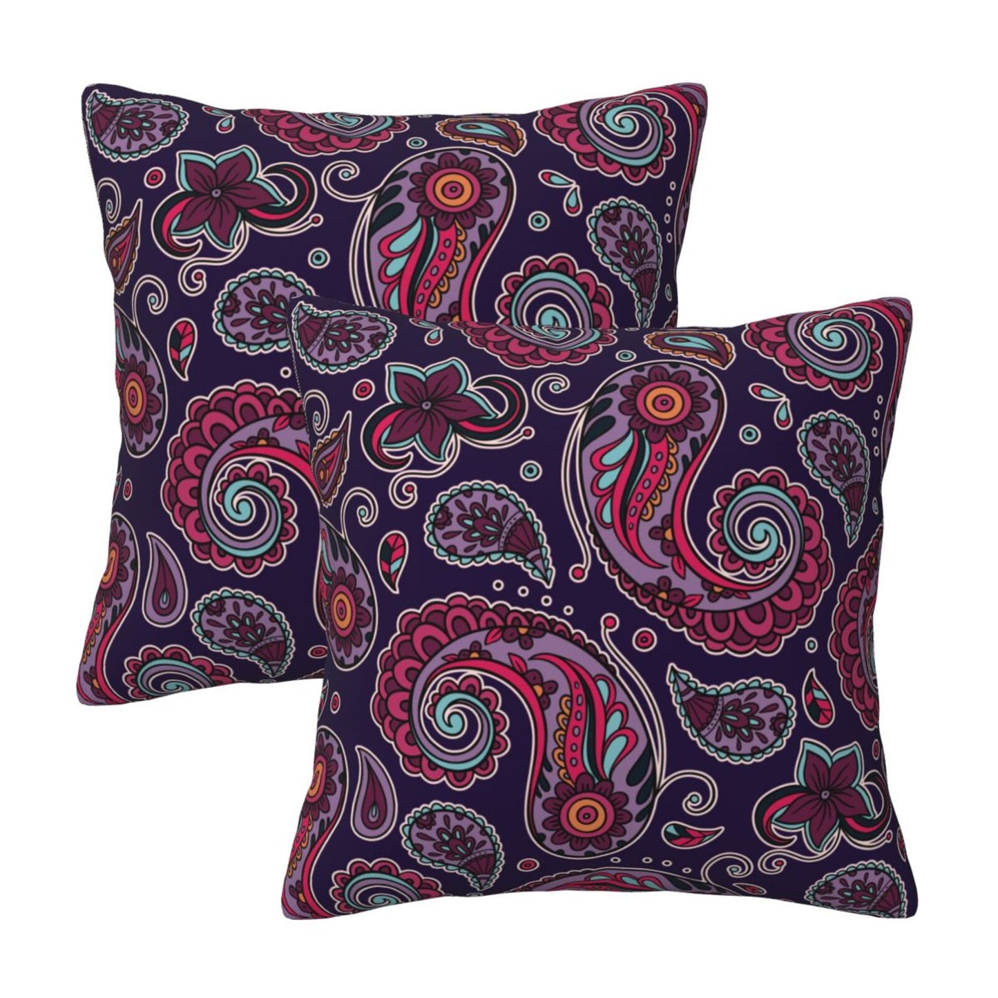 Paisley Throw Pillow Covers 18x18 inch Set of 2 Vintage Floral Cushion Covers
