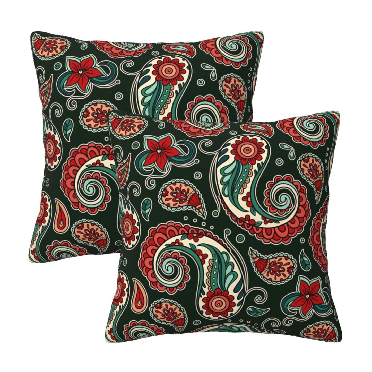 Paisley Throw Pillow Covers 18x18 inch Set of 2 Vintage Floral Cushion Covers