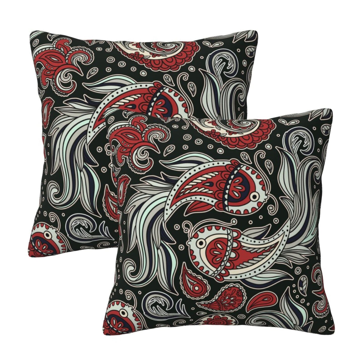 Paisley Throw Pillow Covers 18x18 inch Set of 2 Vintage Floral Cushion Covers