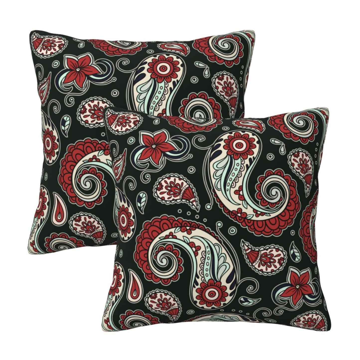 Paisley Throw Pillow Covers 18x18 inch Set of 2 Vintage Floral Cushion Covers