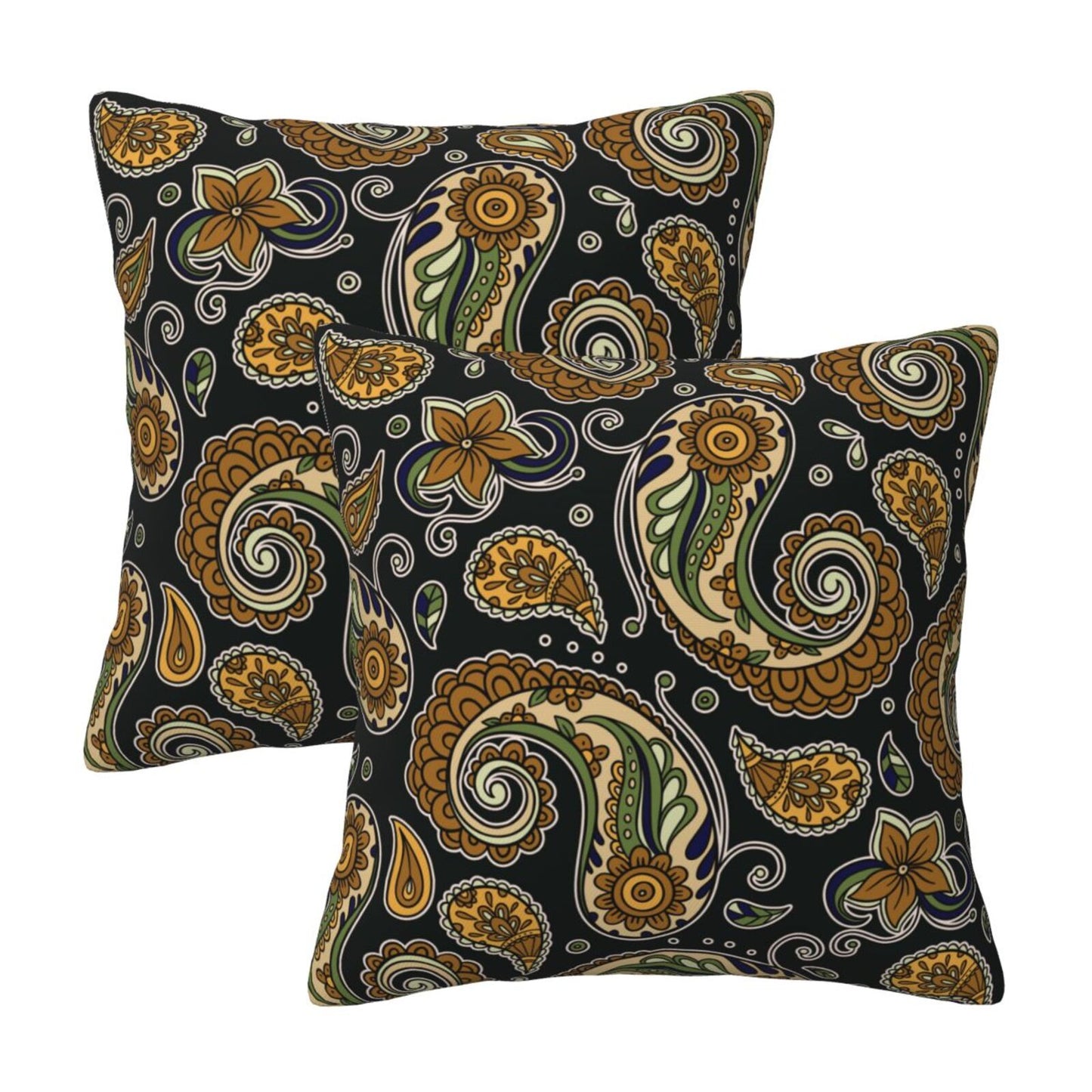 Paisley Throw Pillow Covers 18x18 inch Set of 2 Vintage Floral Cushion Covers