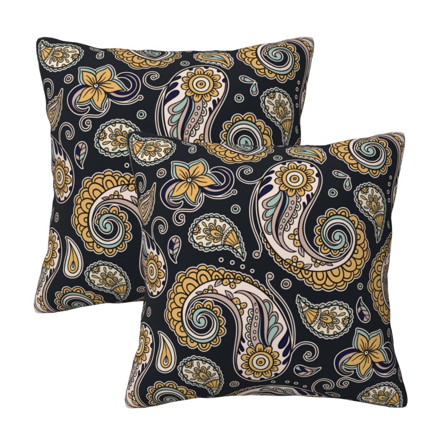 Paisley Throw Pillow Covers 18x18 inch Set of 2 Vintage Floral Cushion Covers