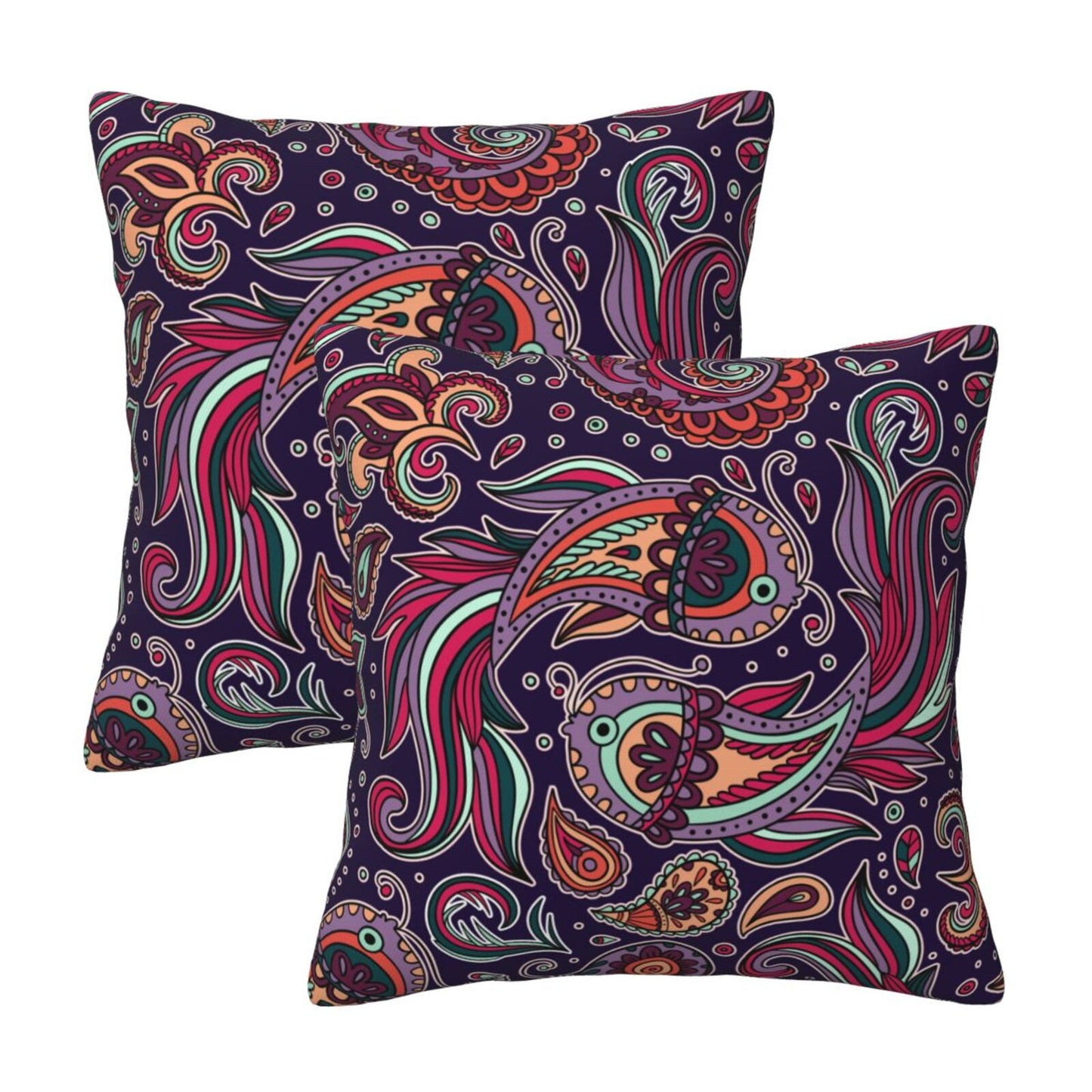 Paisley Throw Pillow Covers 18x18 inch Set of 2 Vintage Floral Cushion Covers