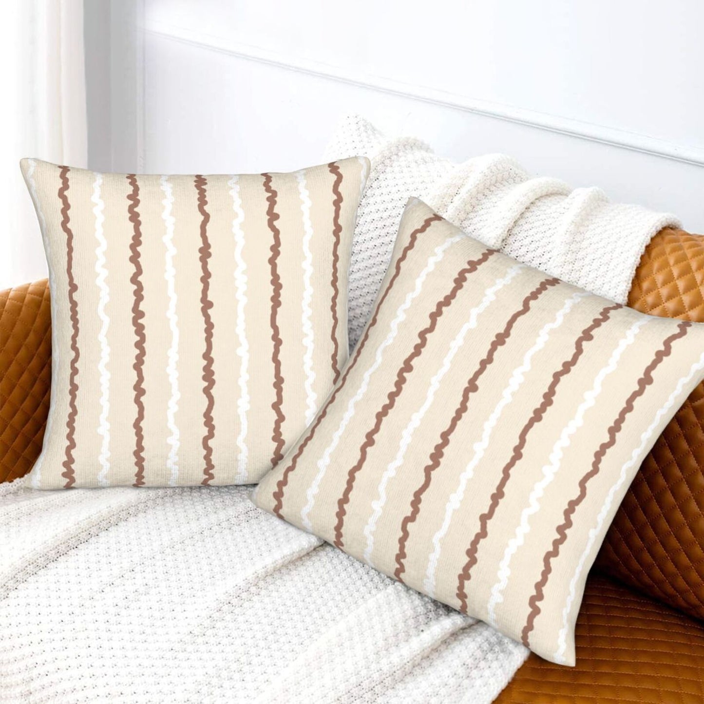 Striped Velvet Pillow Covers Set of 2 Modern Geometric Decorative Cushion Covers