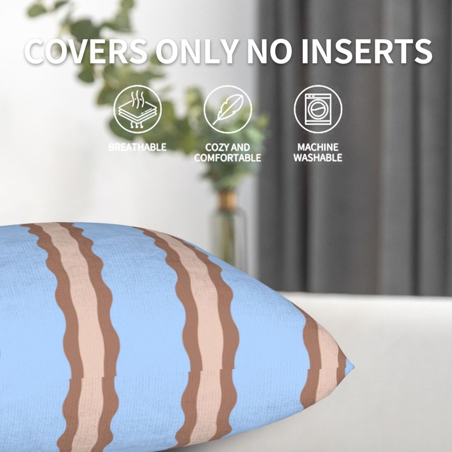 Striped Velvet Pillow Covers Set of 2 Modern Geometric Decorative Cushion Covers