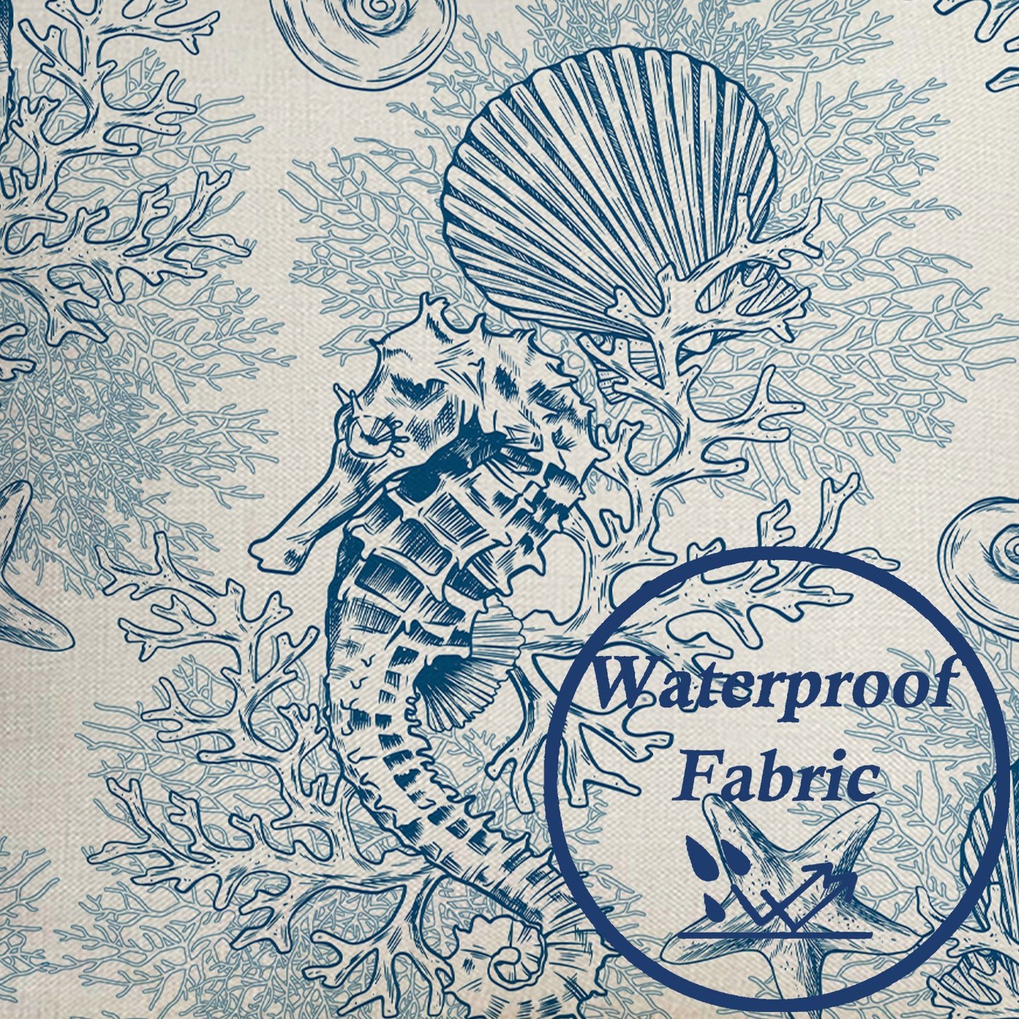 Outdoor Waterproof Pillow Covers 18x18 inch Set of 2 Seahorse Coastal Decorative Cushion Covers