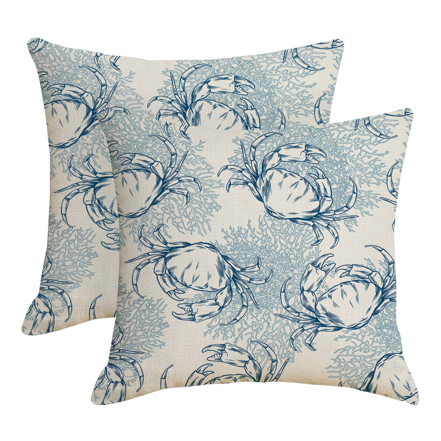 Outdoor Waterproof Pillow Covers 18x18 inch Set of 2 Seahorse Coastal Decorative Cushion Covers
