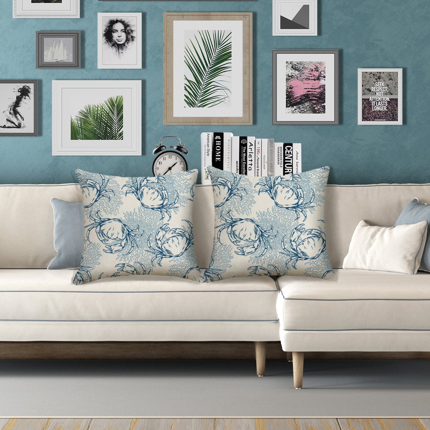 Outdoor Waterproof Pillow Covers 18x18 inch Set of 2 Seahorse Coastal Decorative Cushion Covers