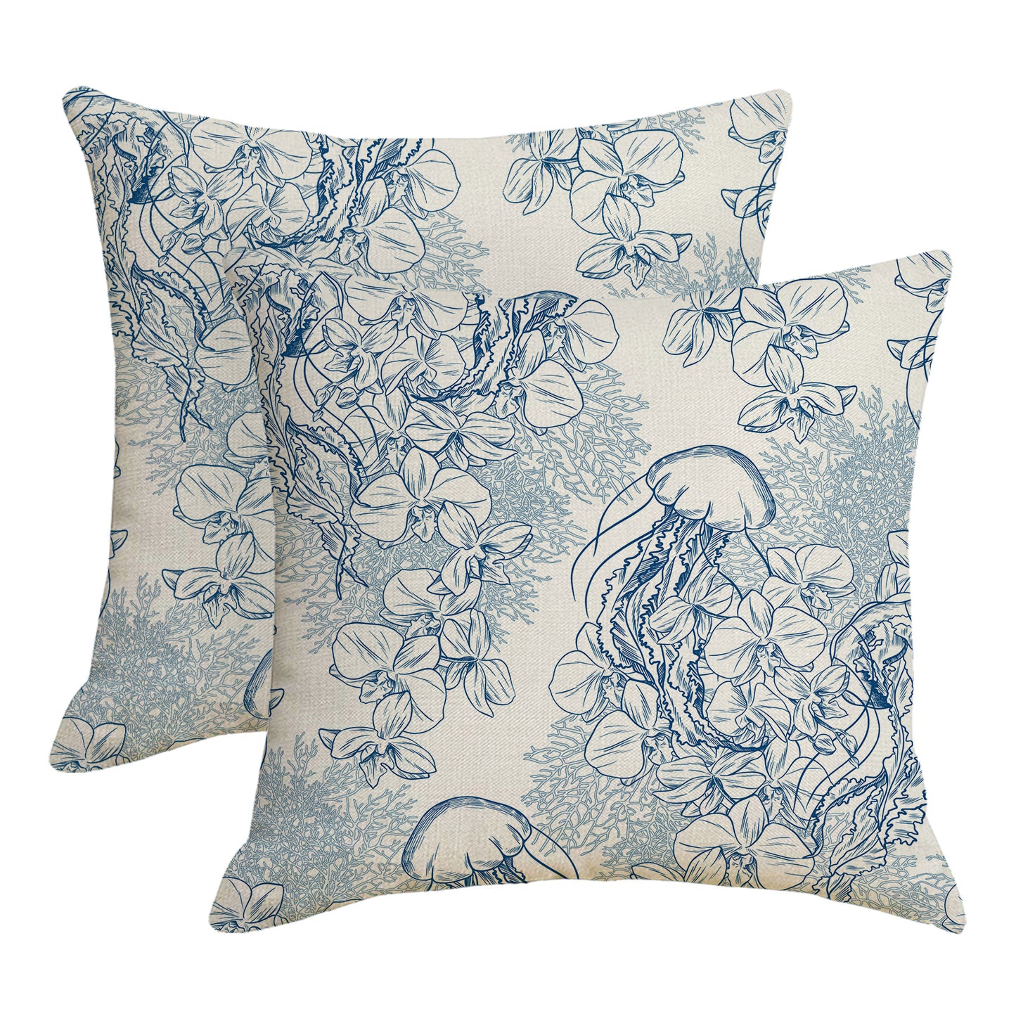 Outdoor Waterproof Pillow Covers 18x18 inch Set of 2 Seahorse Coastal Decorative Cushion Covers