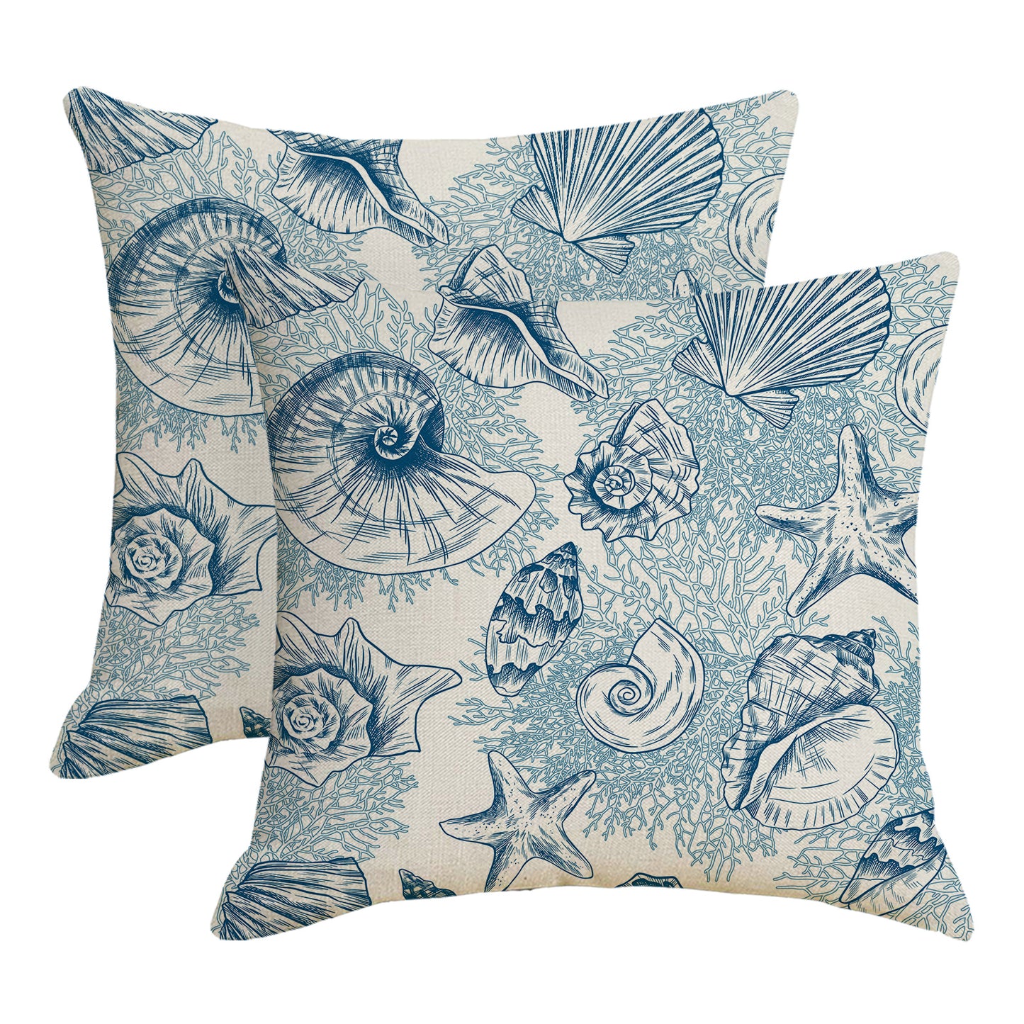 Outdoor Waterproof Pillow Covers 18x18 inch Set of 2 Seahorse Coastal Decorative Cushion Covers