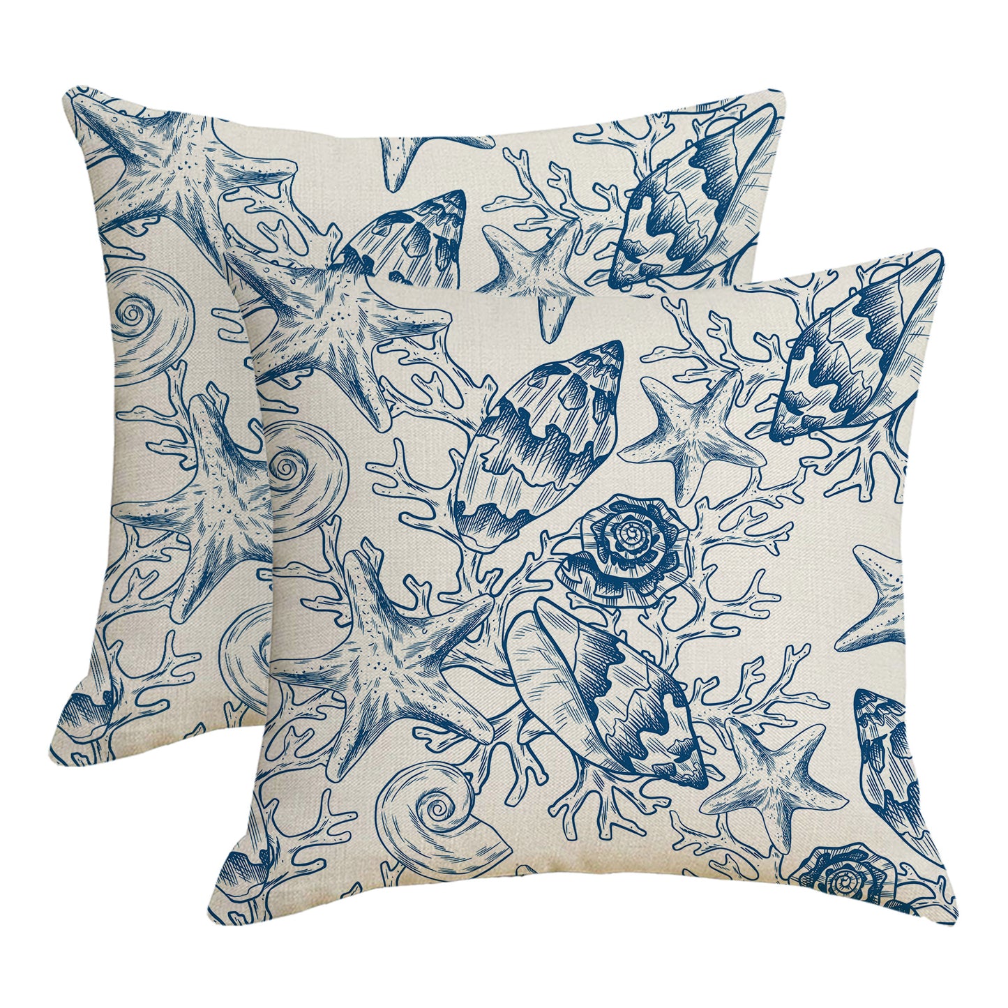 Outdoor Waterproof Pillow Covers 18x18 inch Set of 2 Seahorse Coastal Decorative Cushion Covers