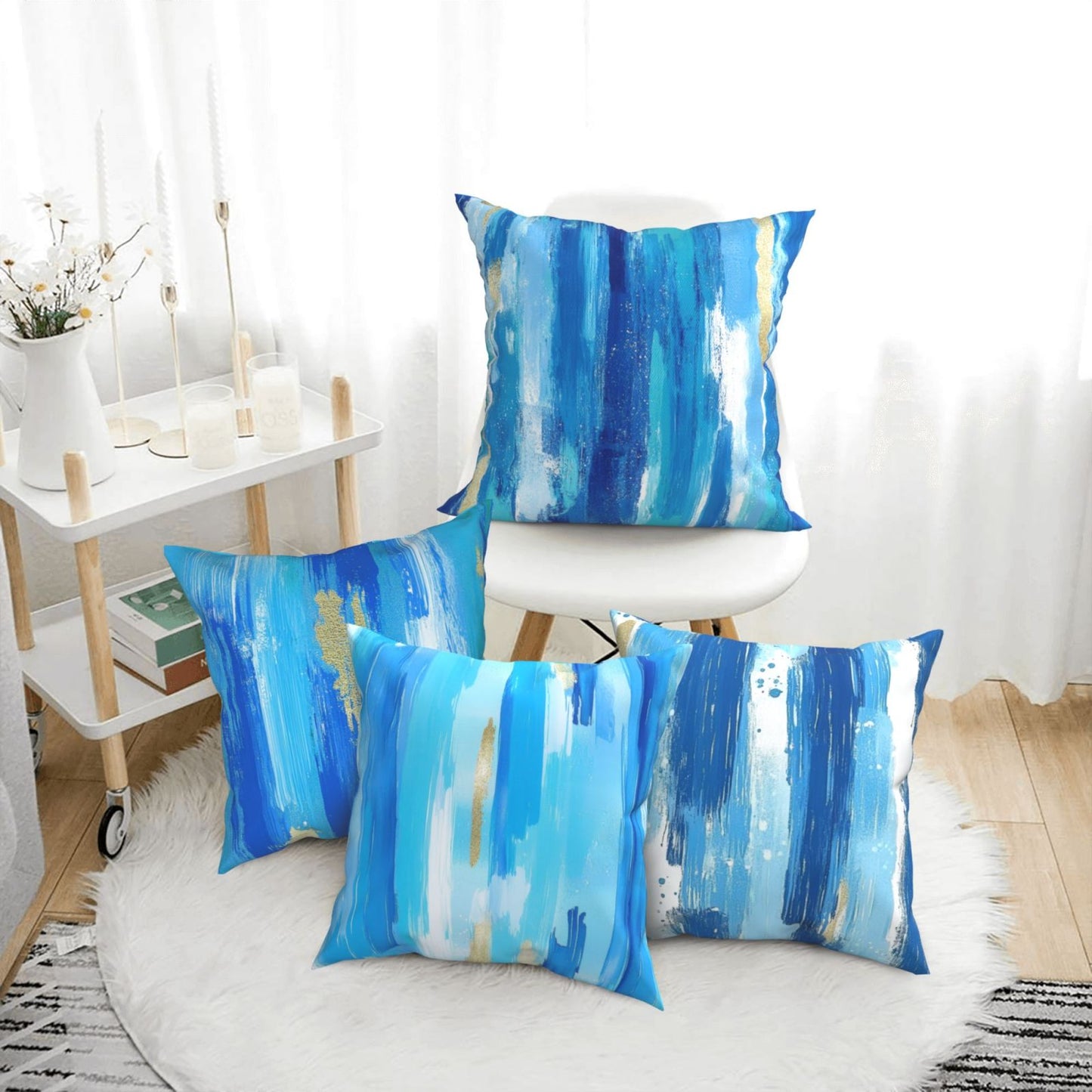 Abstract Throw Pillow Covers 18x18 inch Set of 4 Modern Brushstrokes Decorative Cushion Covers