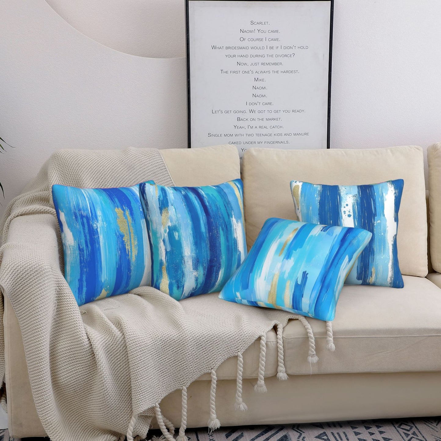 Abstract Throw Pillow Covers 18x18 inch Set of 4 Modern Brushstrokes Decorative Cushion Covers