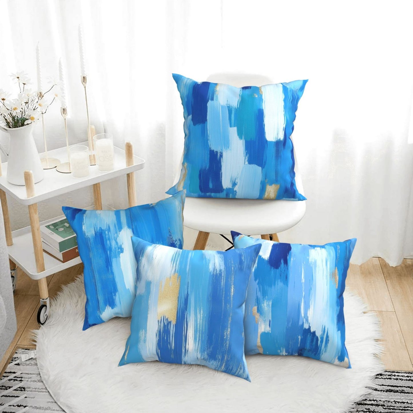 Abstract Throw Pillow Covers 18x18 inch Set of 4 Modern Brushstrokes Decorative Cushion Covers
