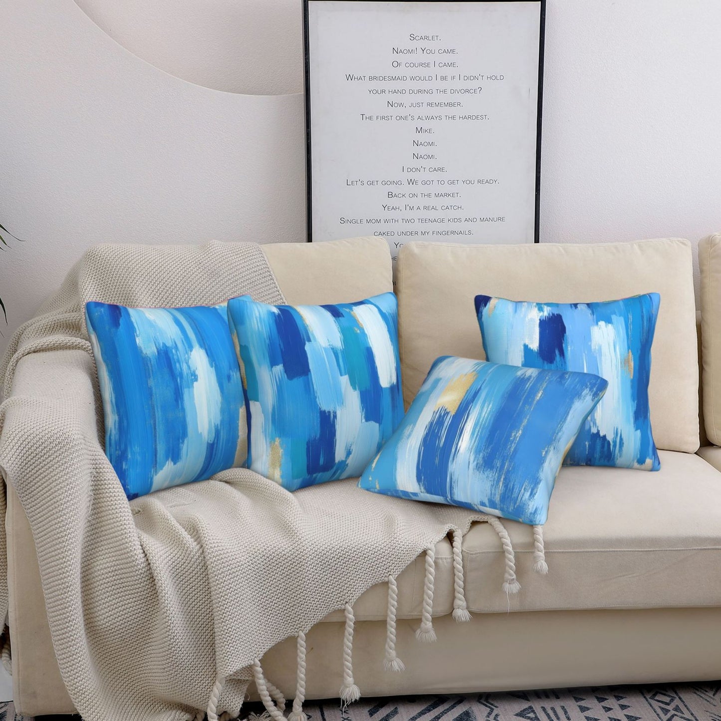 Abstract Throw Pillow Covers 18x18 inch Set of 4 Modern Brushstrokes Decorative Cushion Covers