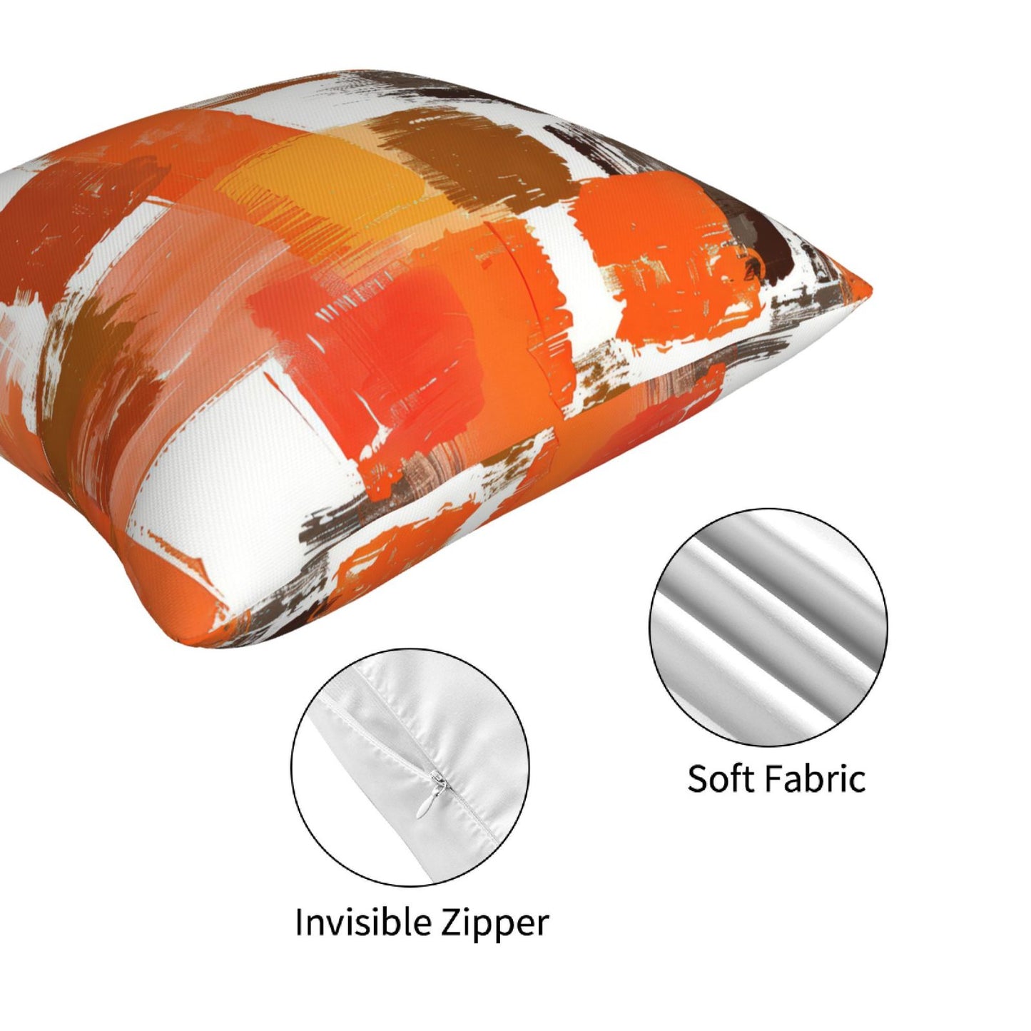 Orange Abstract Throw Pillow Covers 18x18 inch Set of 4 Modern Art Decorative Cushion Covers