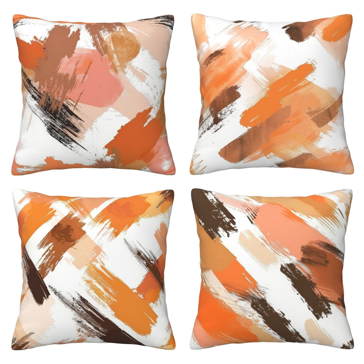 Orange Abstract Throw Pillow Covers 18x18 inch Set of 4 Modern Art Decorative Cushion Covers