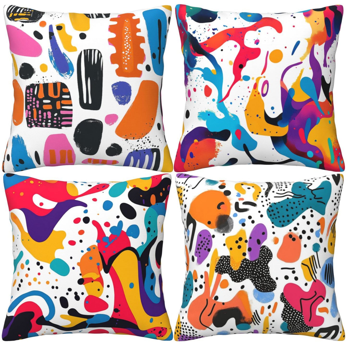 Bohemian Abstract Throw Pillow Covers 18x18 inch Set of 4 Modern Floral Cushion Covers
