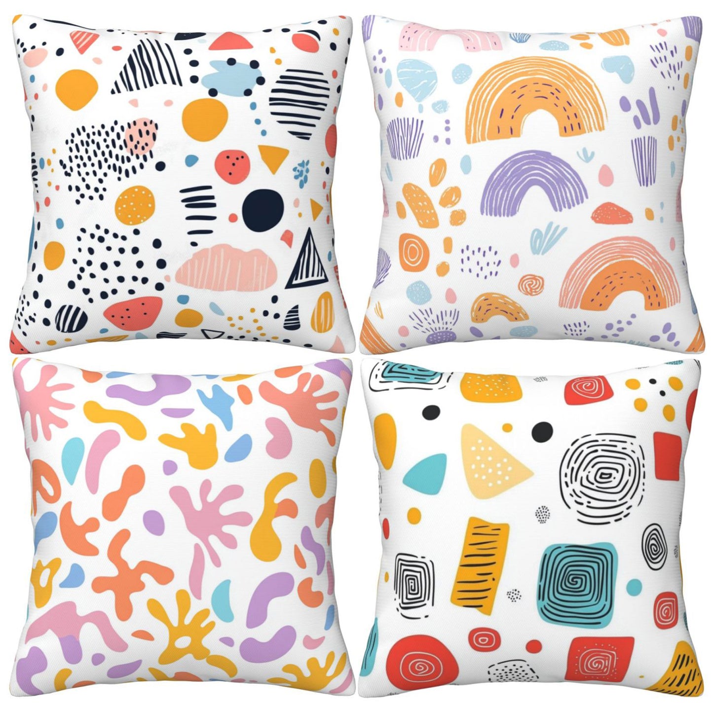 Bohemian Abstract Throw Pillow Covers 18x18 inch Set of 4 Modern Floral Cushion Covers