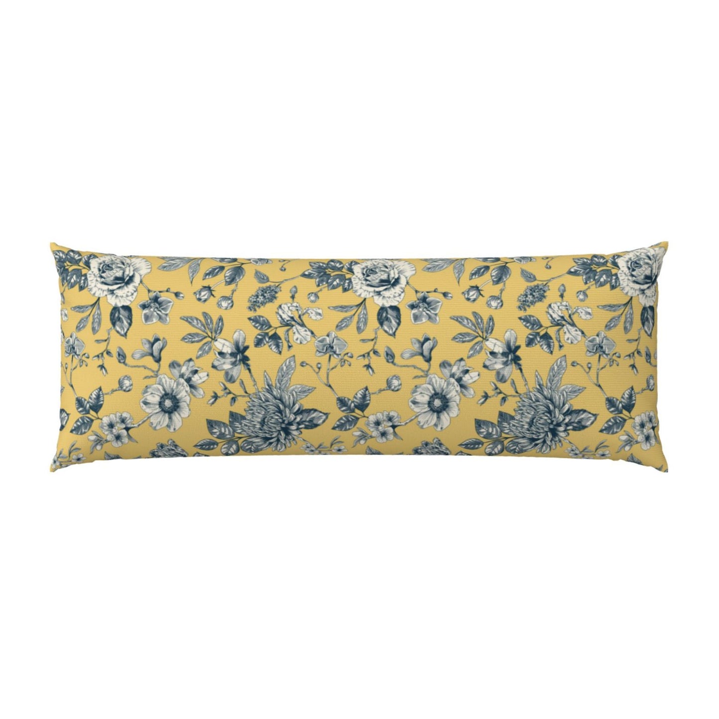 Toile Body Pillow Cover Chinoiserie Flowers Long Pillow Case French Country Decorative Cushion Cover