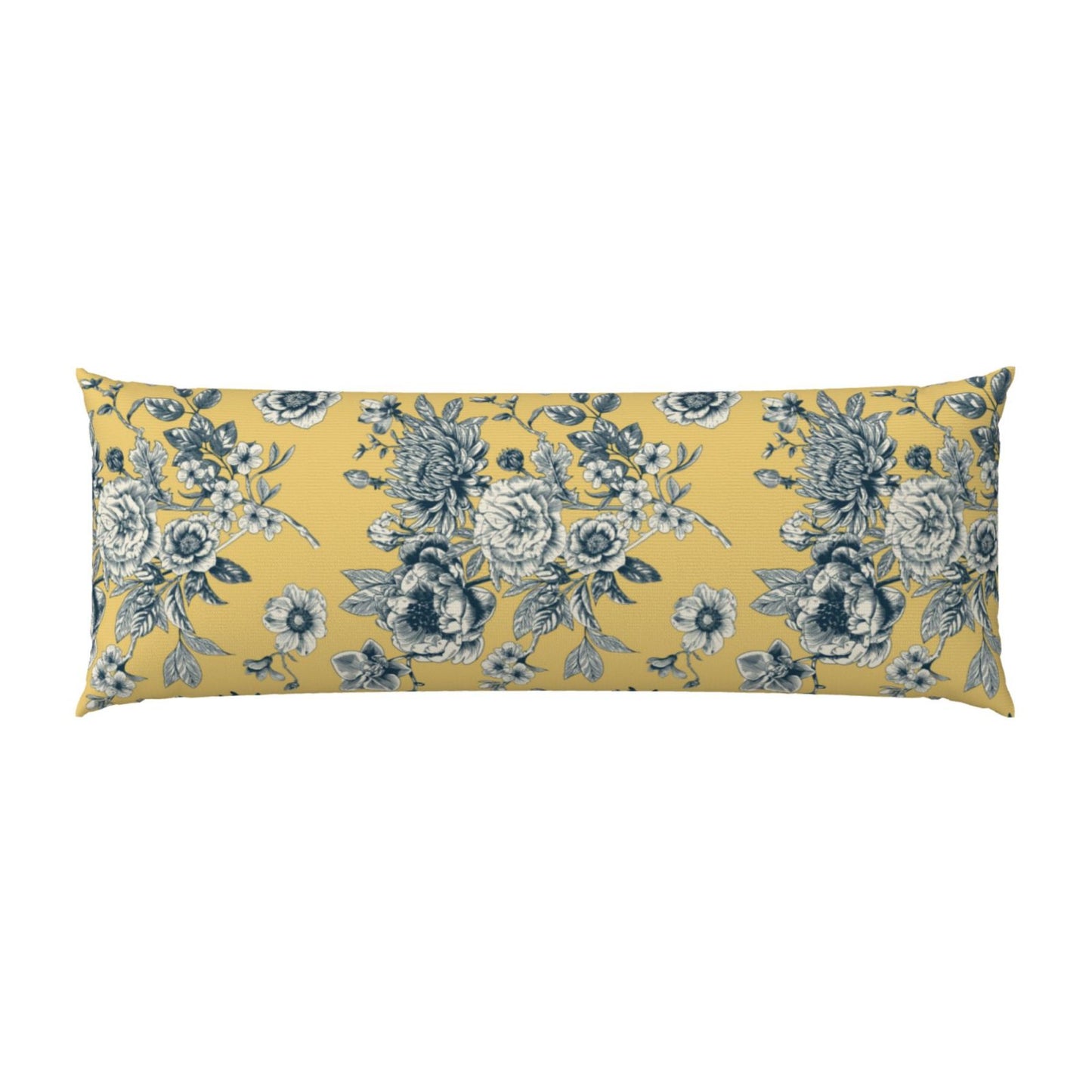 Toile Body Pillow Cover Chinoiserie Flowers Long Pillow Case French Country Decorative Cushion Cover