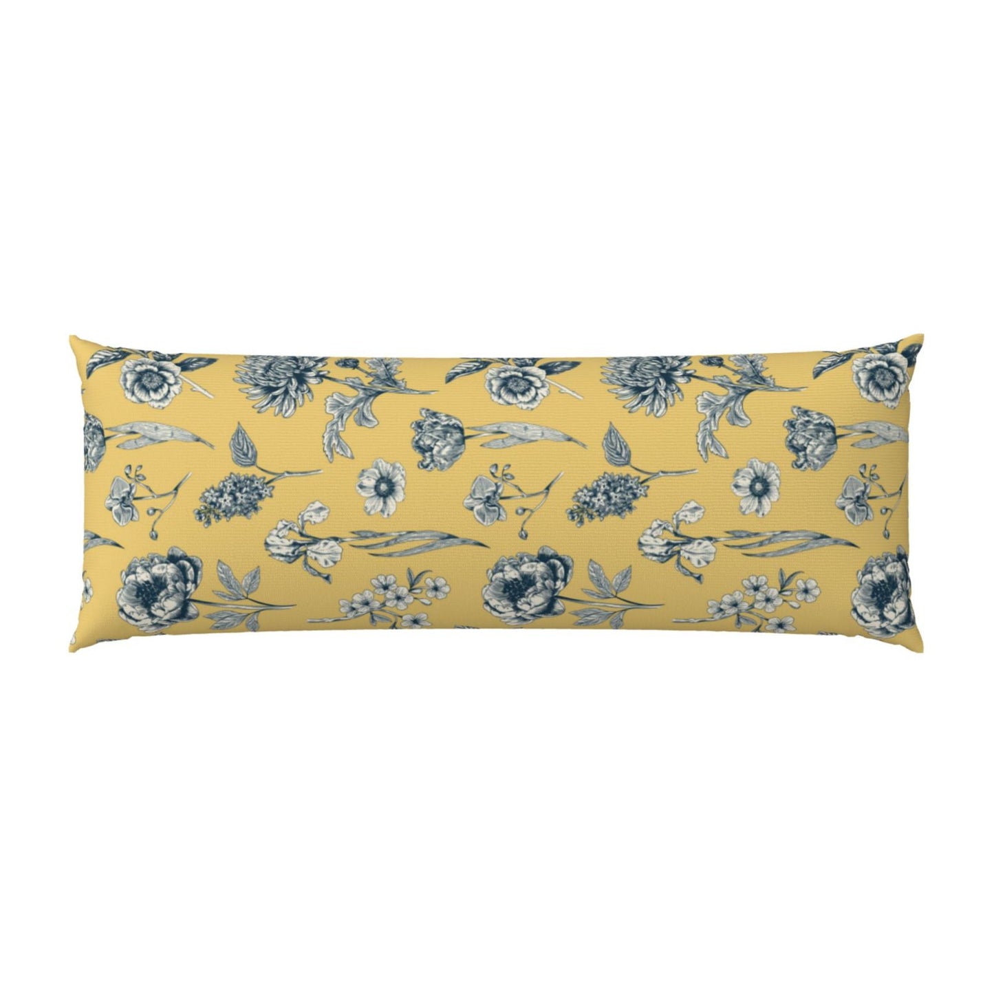 Toile Body Pillow Cover Chinoiserie Flowers Long Pillow Case French Country Decorative Cushion Cover