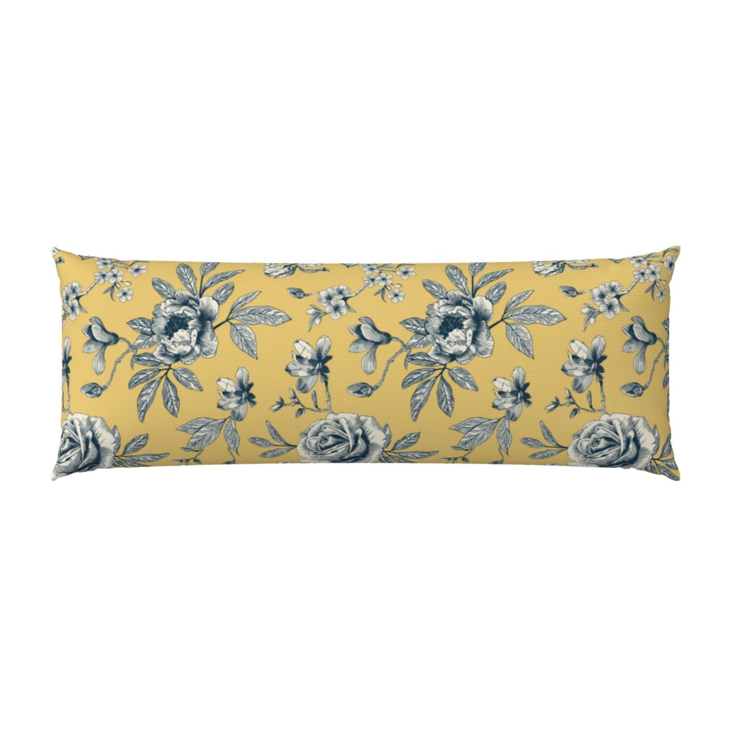 Toile Body Pillow Cover Chinoiserie Flowers Long Pillow Case French Country Decorative Cushion Cover