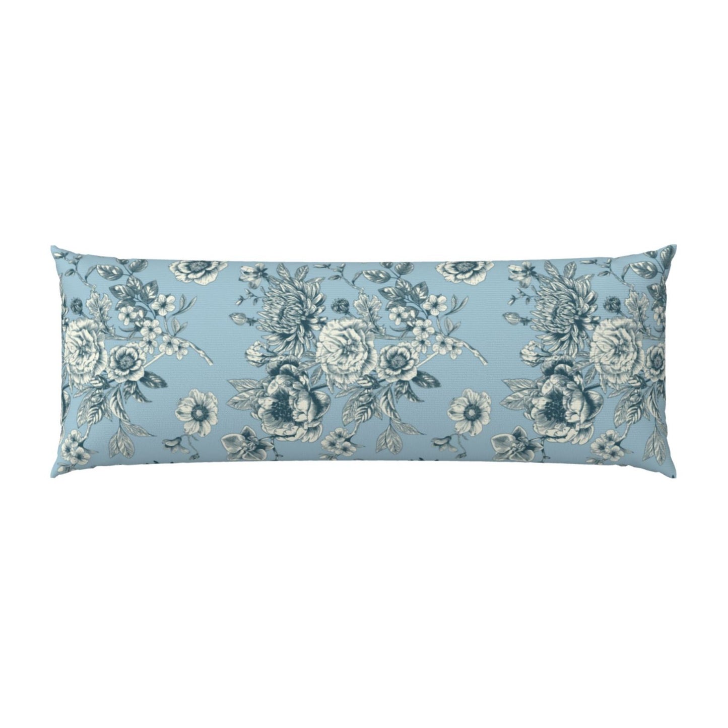 Toile Body Pillow Cover Chinoiserie Flowers Long Pillow Case French Country Decorative Cushion Cover