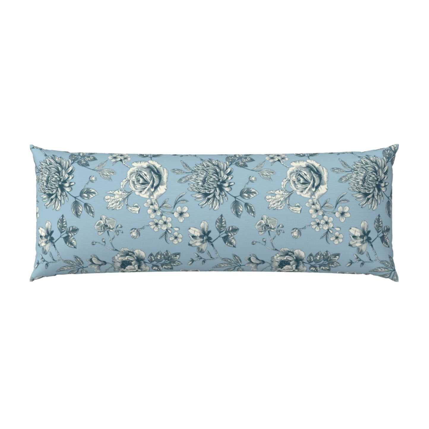 Toile Body Pillow Cover Chinoiserie Flowers Long Pillow Case French Country Decorative Cushion Cover