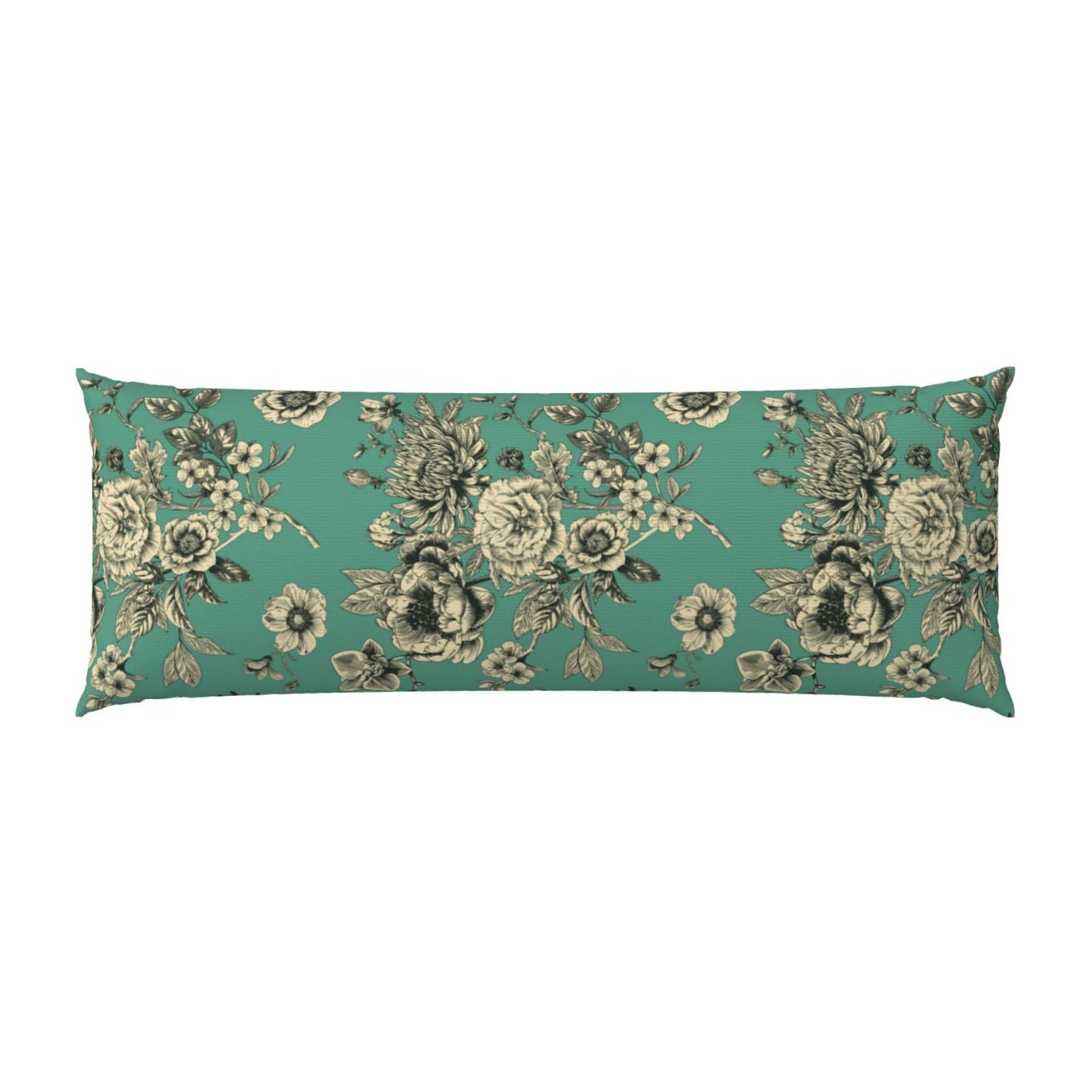Toile Body Pillow Cover Chinoiserie Flowers Long Pillow Case French Country Decorative Cushion Cover