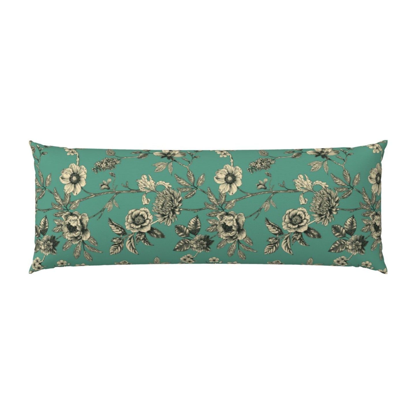 Toile Body Pillow Cover Chinoiserie Flowers Long Pillow Case French Country Decorative Cushion Cover