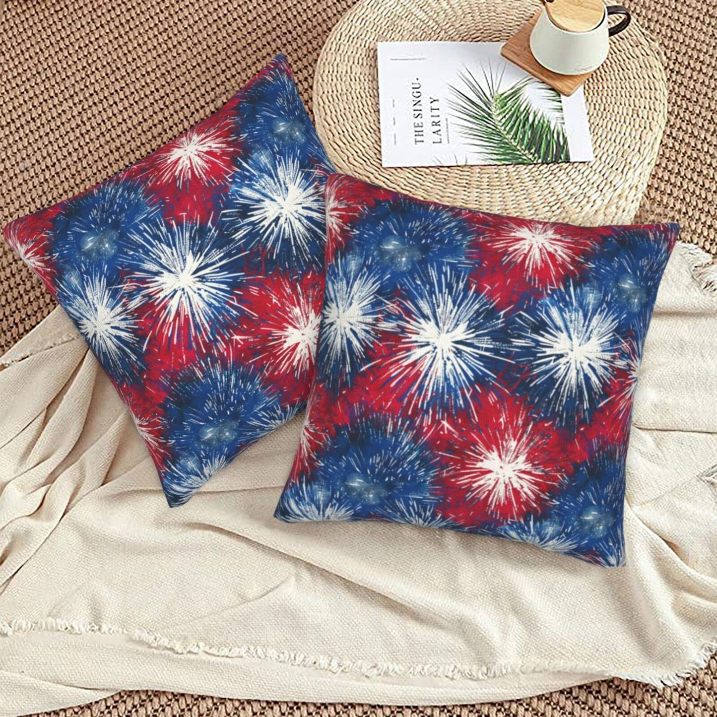 Independence Day Throw Pillow Covers 18x18 inch Set of 2 4th of July Velvet Decorative Cushion Covers