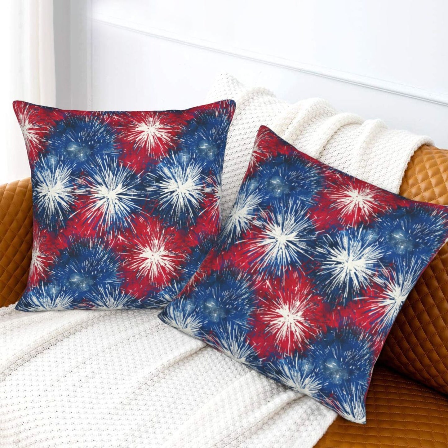 Independence Day Throw Pillow Covers 18x18 inch Set of 2 4th of July Velvet Decorative Cushion Covers