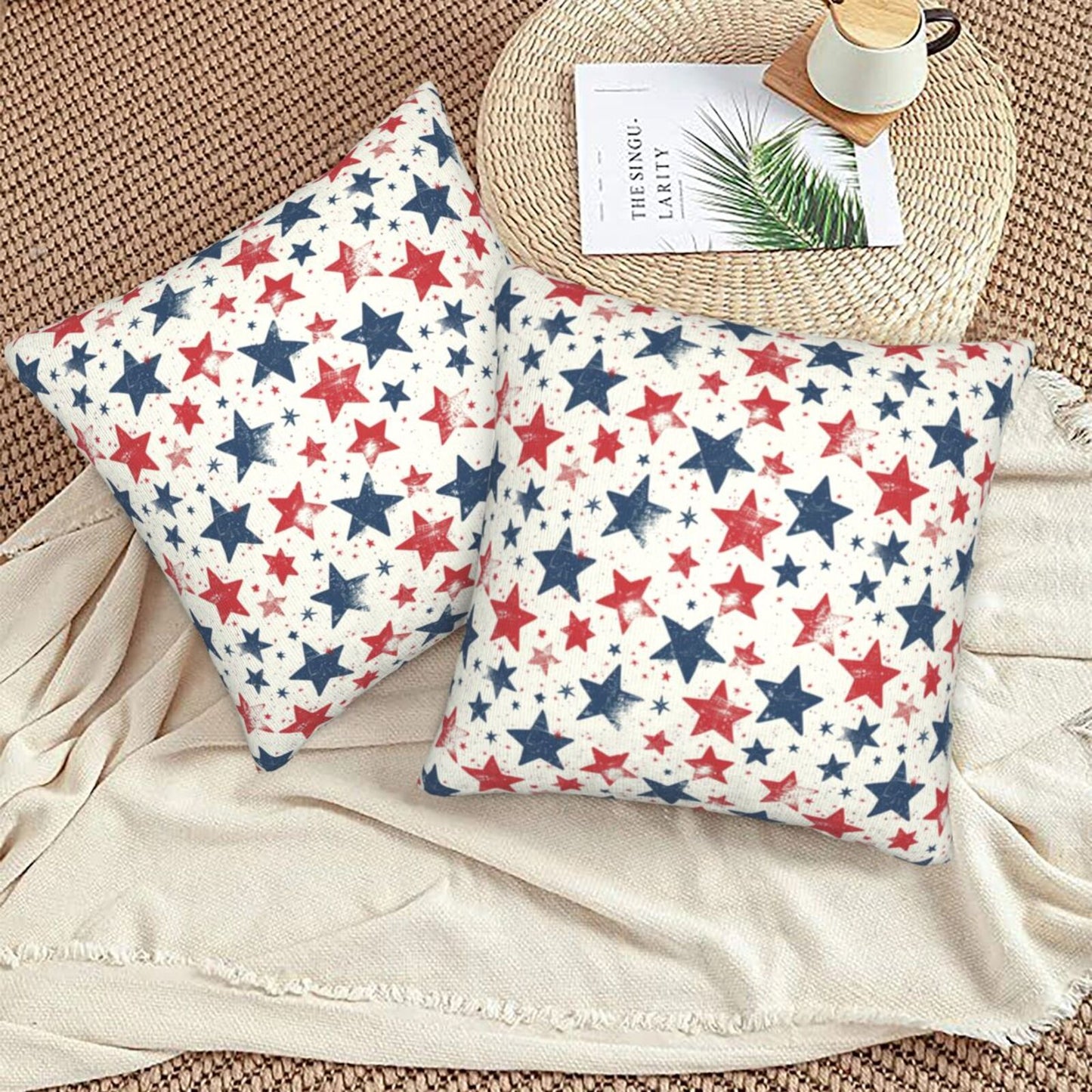 Independence Day Throw Pillow Covers 18x18 inch Set of 2 4th of July Velvet Decorative Cushion Covers