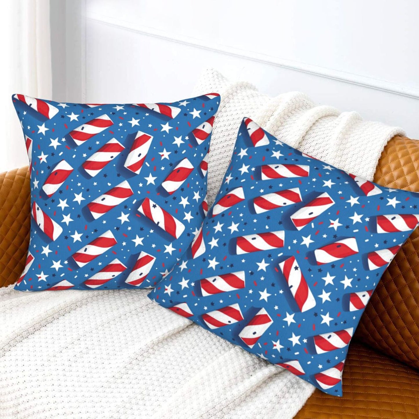Independence Day Throw Pillow Covers 18x18 inch Set of 2 4th of July Velvet Decorative Cushion Covers