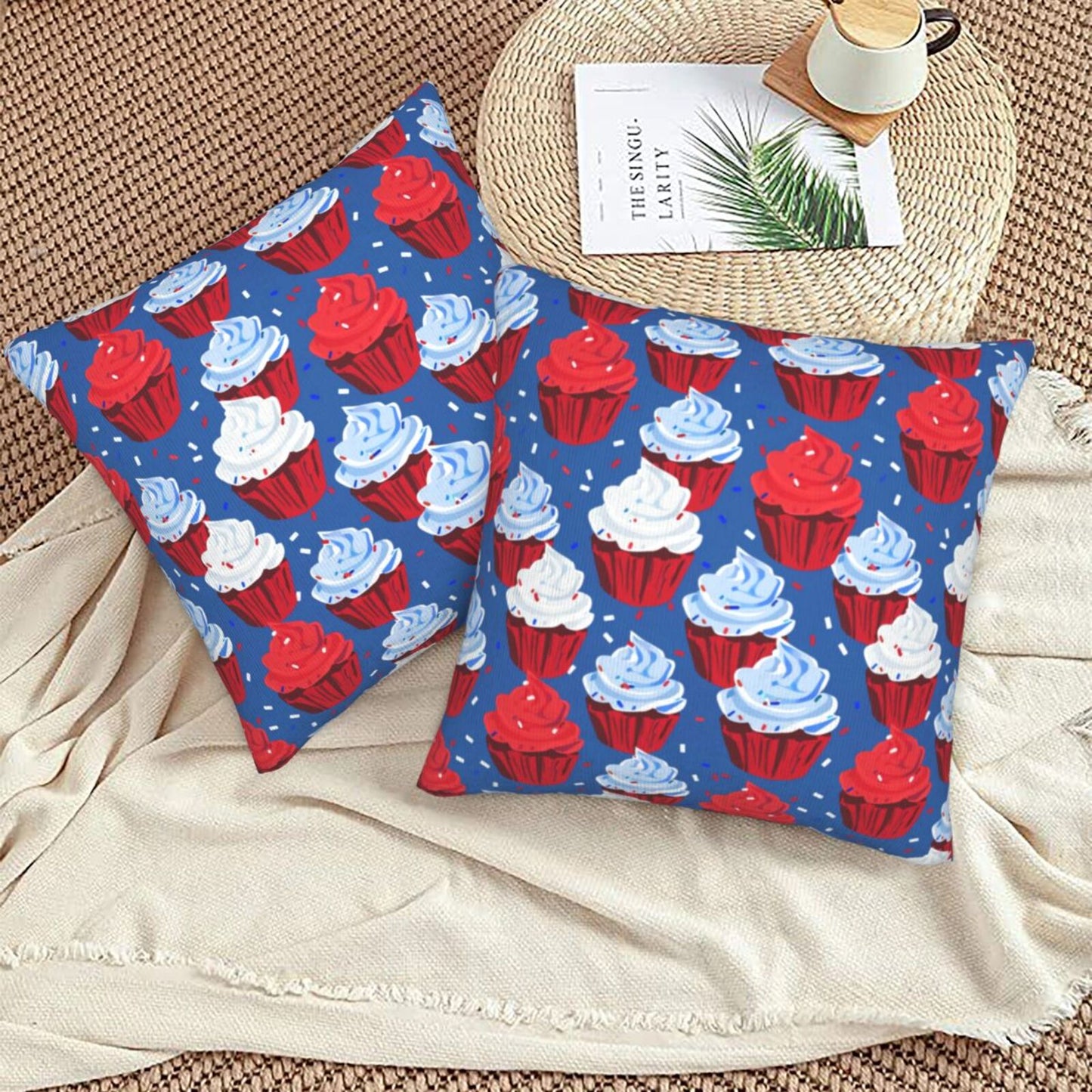 Independence Day Throw Pillow Covers 18x18 inch Set of 2 4th of July Velvet Decorative Cushion Covers