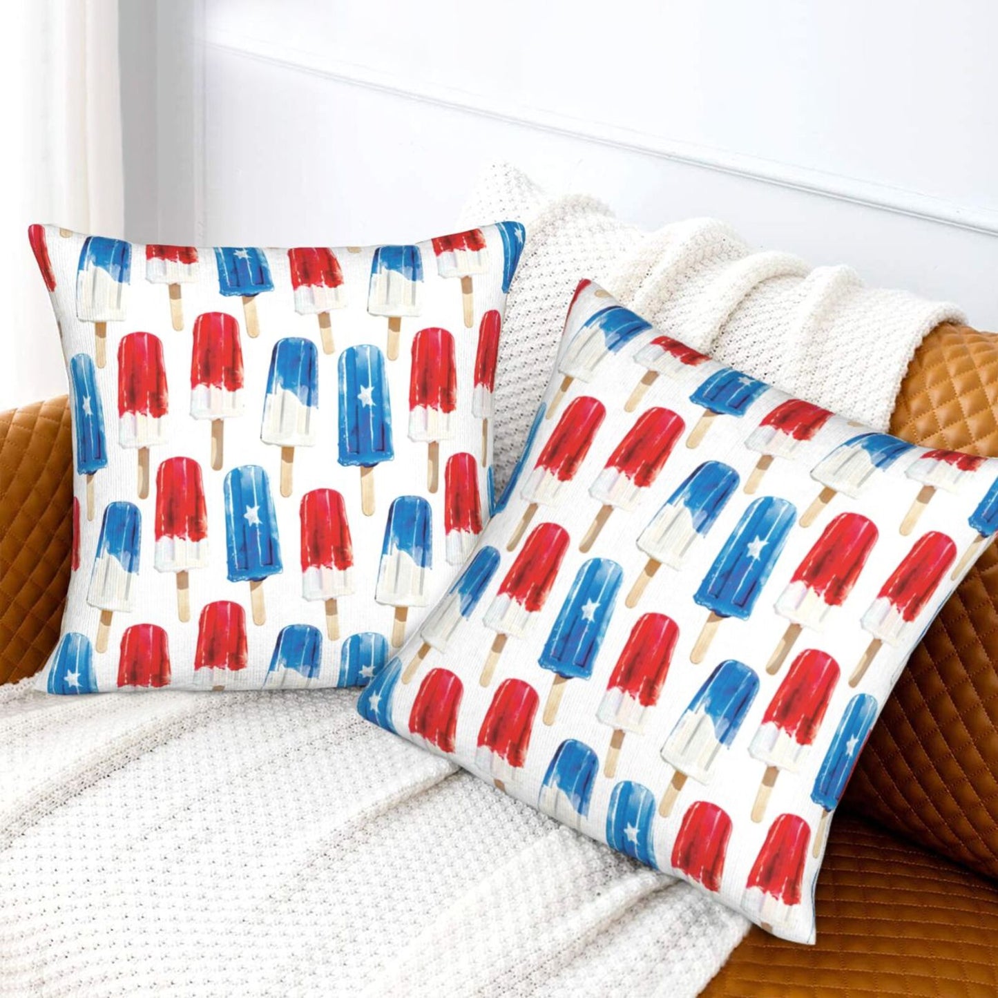 Independence Day Throw Pillow Covers 18x18 inch Set of 2 4th of July Velvet Decorative Cushion Covers