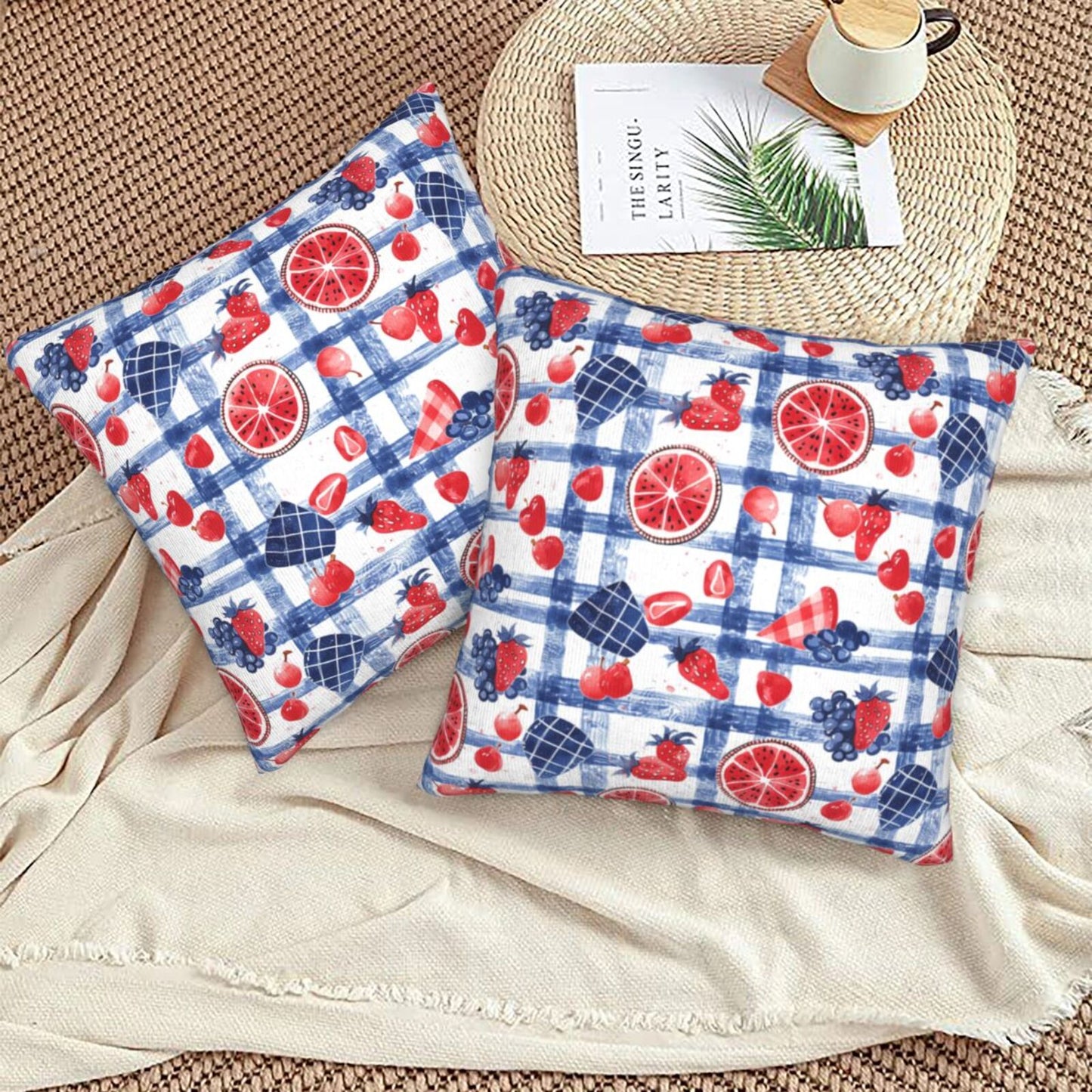 Independence Day Throw Pillow Covers 18x18 inch Set of 2 4th of July Velvet Decorative Cushion Covers