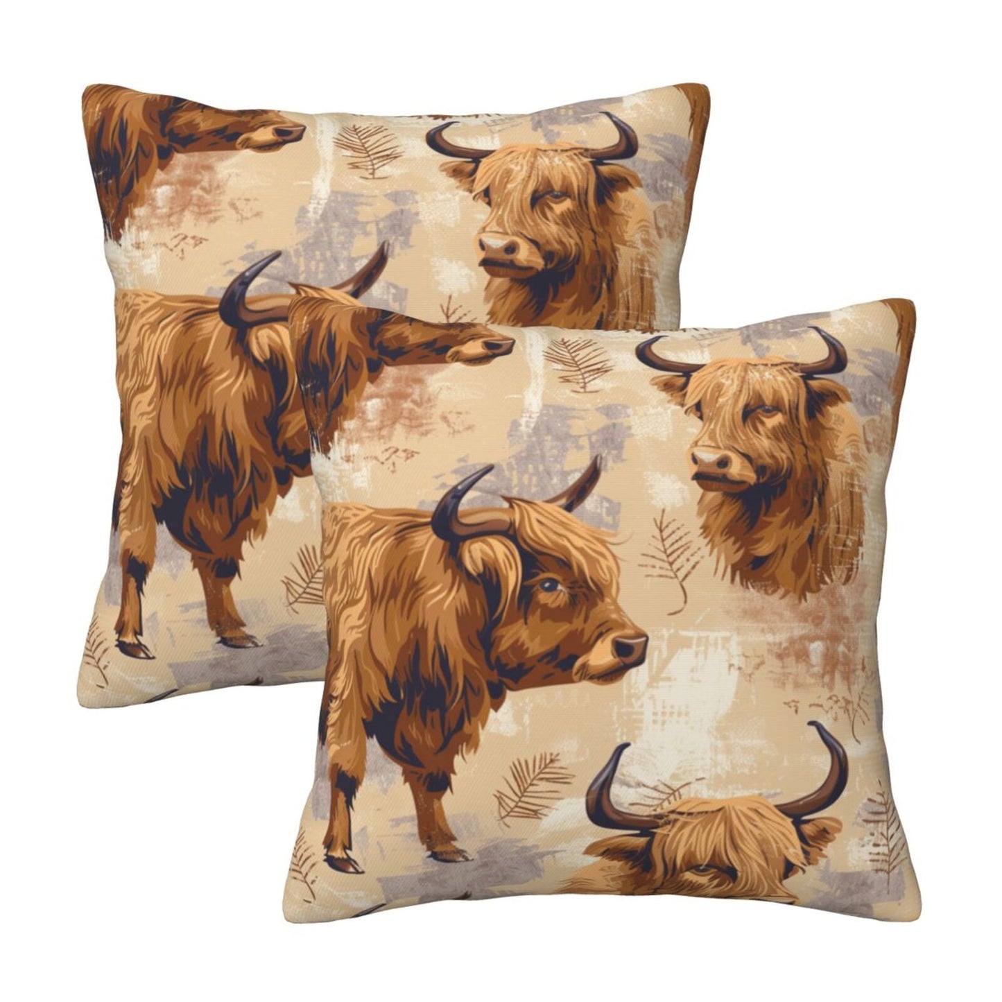 Western Cowgirl And Highland Cows Throw Pillow Covers 18x18 inch Set of 2 Rustic Country Velvet Decorative Cushion Covers