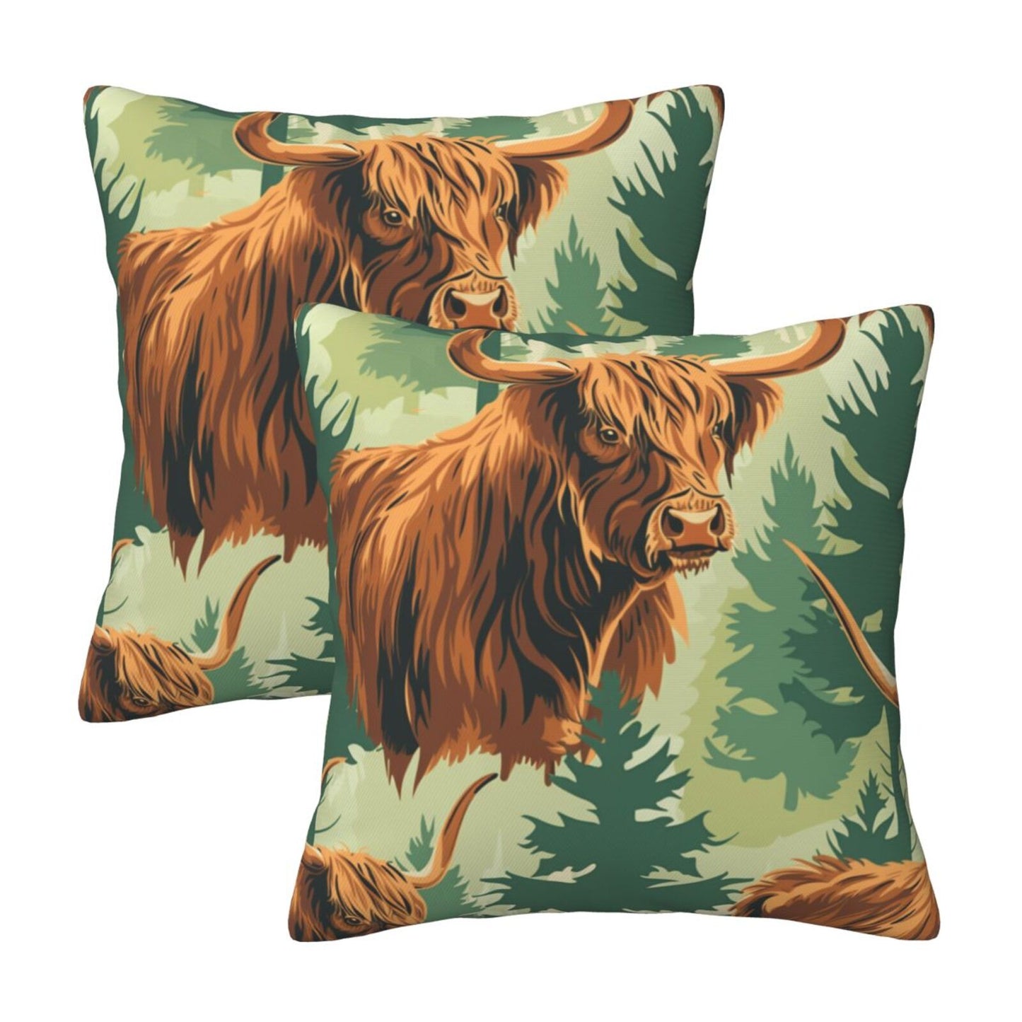 Western Cowgirl And Highland Cows Throw Pillow Covers 18x18 inch Set of 2 Rustic Country Velvet Decorative Cushion Covers