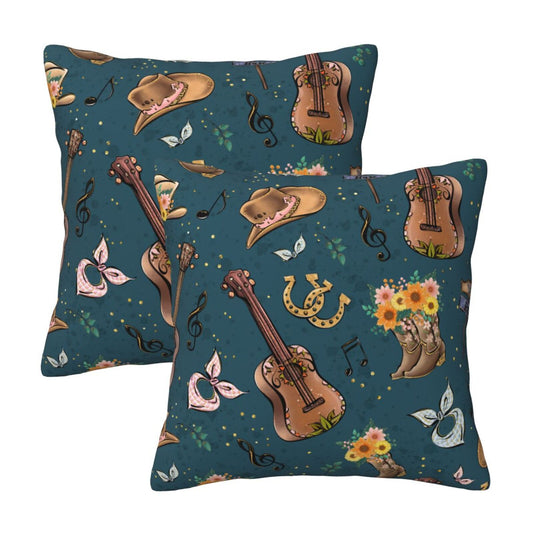 Western Cowgirl And Highland Cows Throw Pillow Covers 18x18 inch Set of 2 Rustic Country Velvet Decorative Cushion Covers
